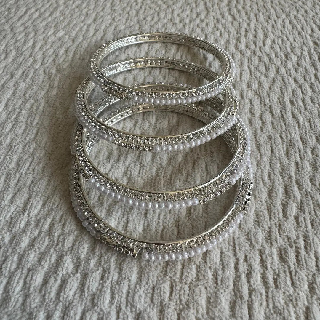 Adults Silver & Pearl Bangles THE RAMADAN EDIT