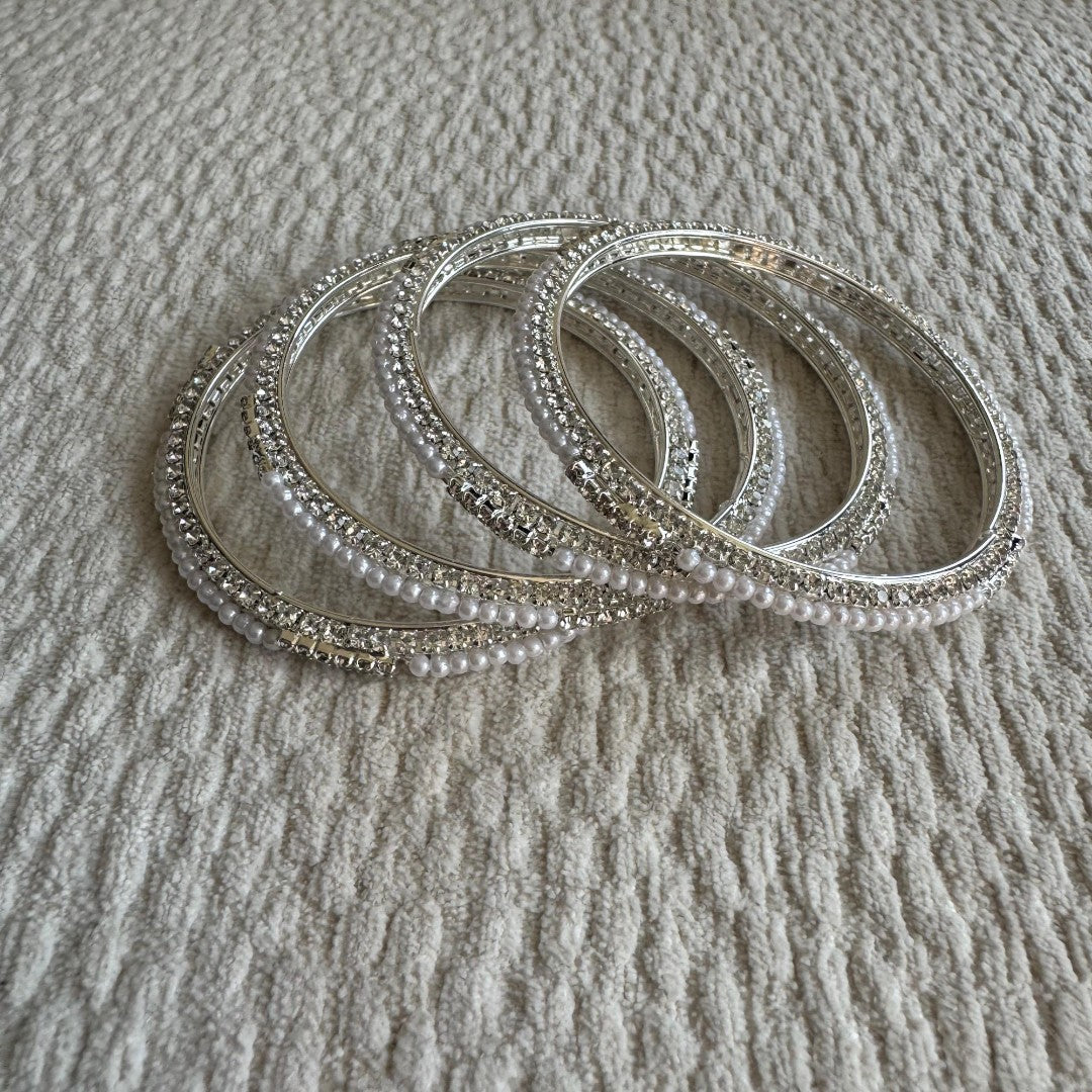 Adults Silver Stone Bangles