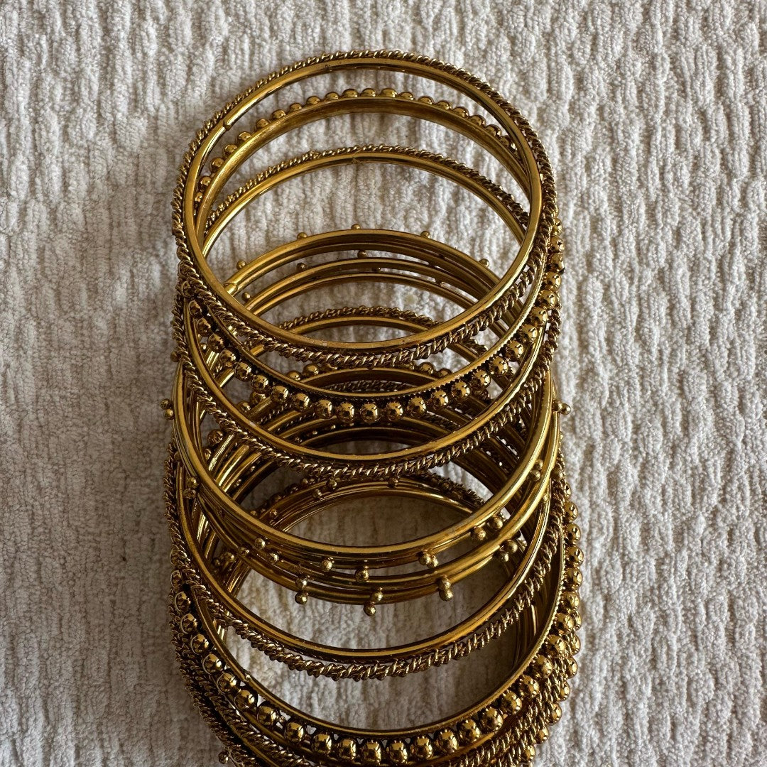 Dull Gold & Silver Bangle Set