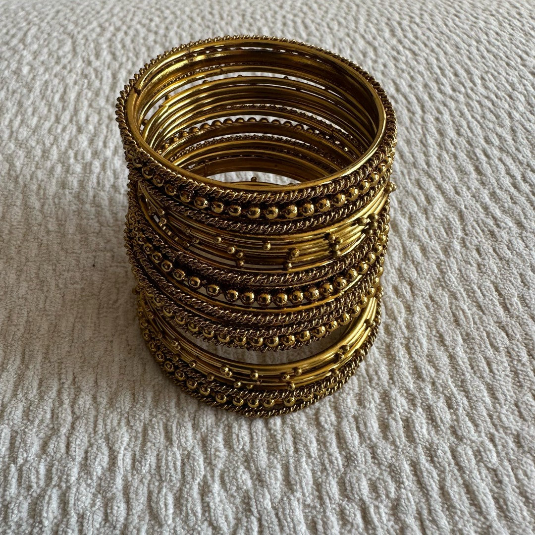 Dull Gold & Silver Bangle Set