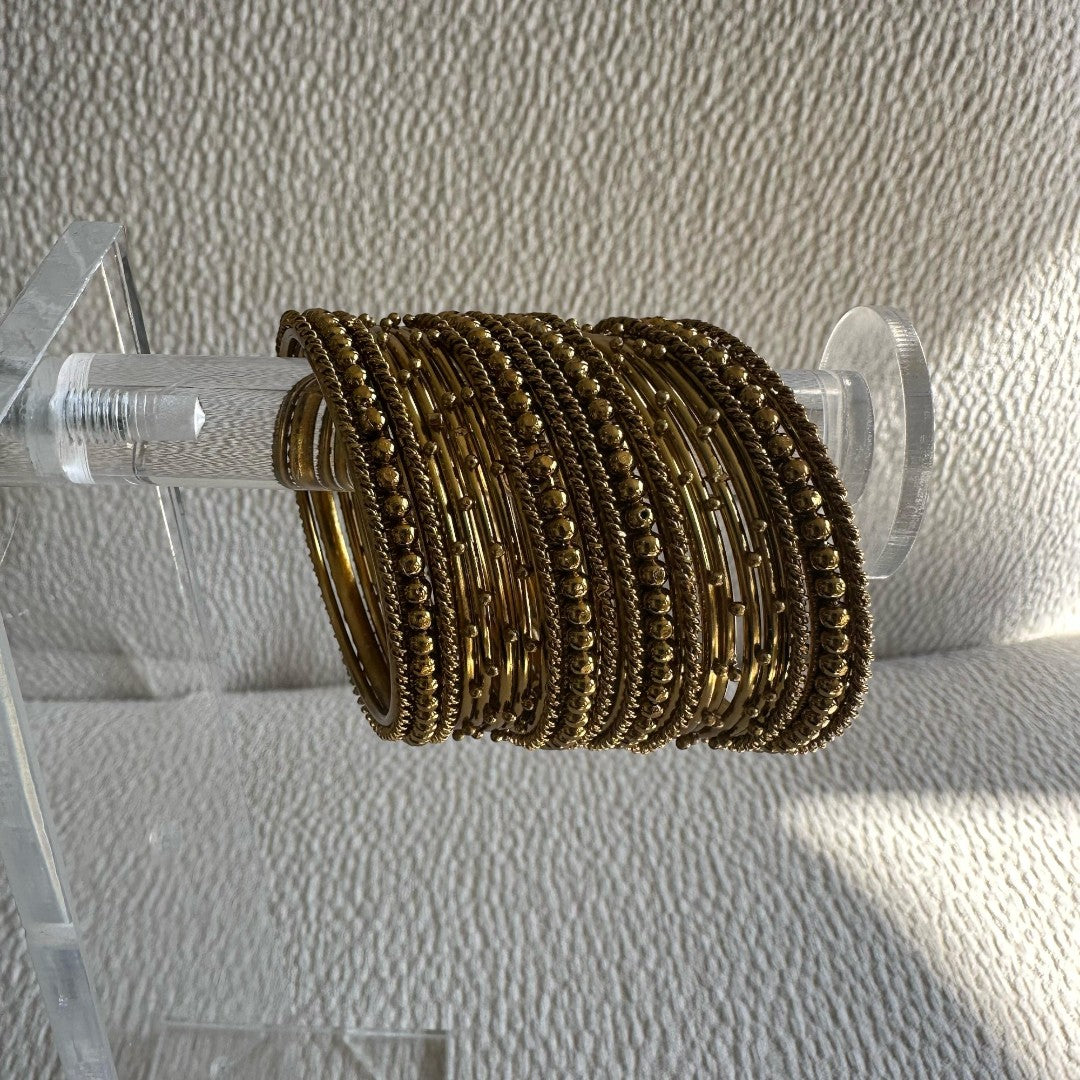 Dull Gold & Silver Bangle Set