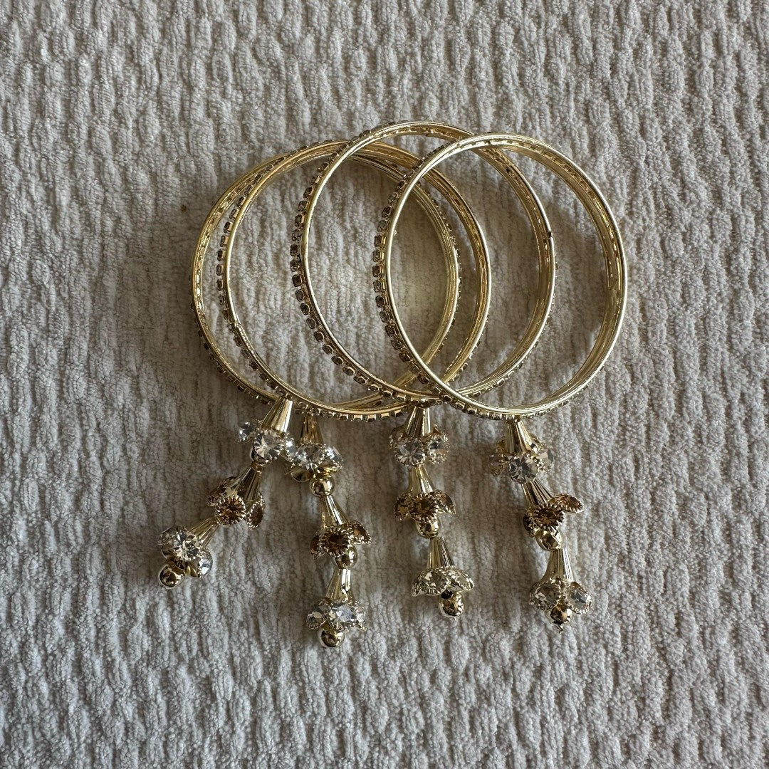 Golden Diamond Bangles with Hanging