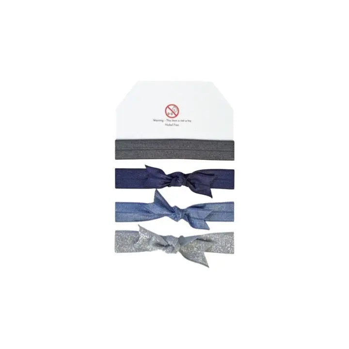 Metal Grey, Navy, Smoke Blue and French Blue Hairties MILLEDEUX