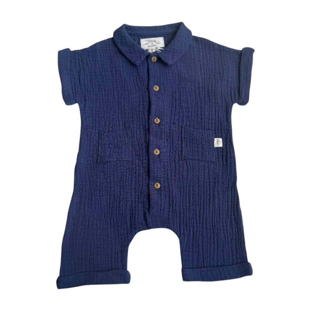 Baby Romper Blue Denim TEDDY & MINOU