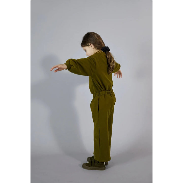 Puffy Cardigan & Trousers - Olive Green