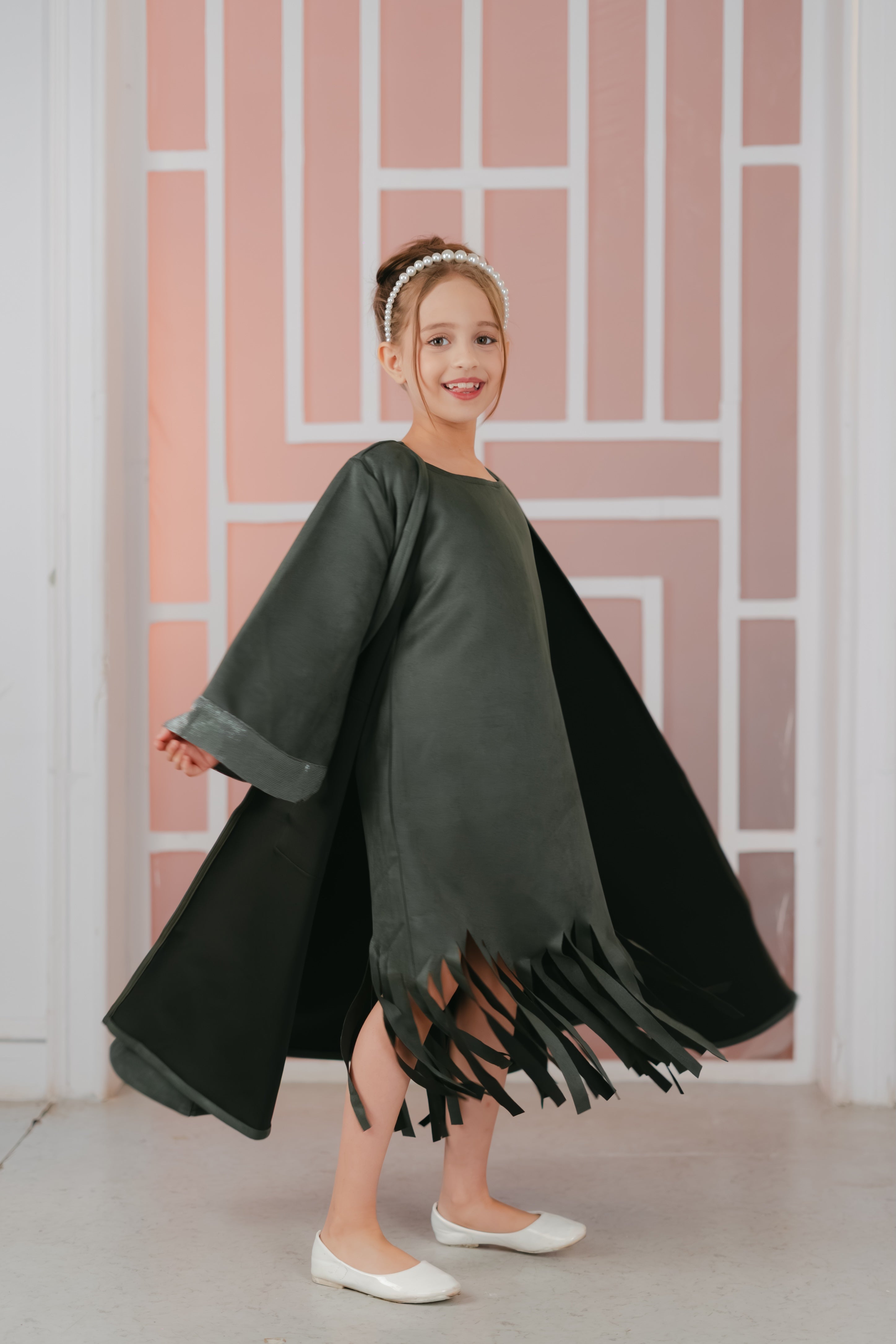 Zayna Olive Suede Fringe Set