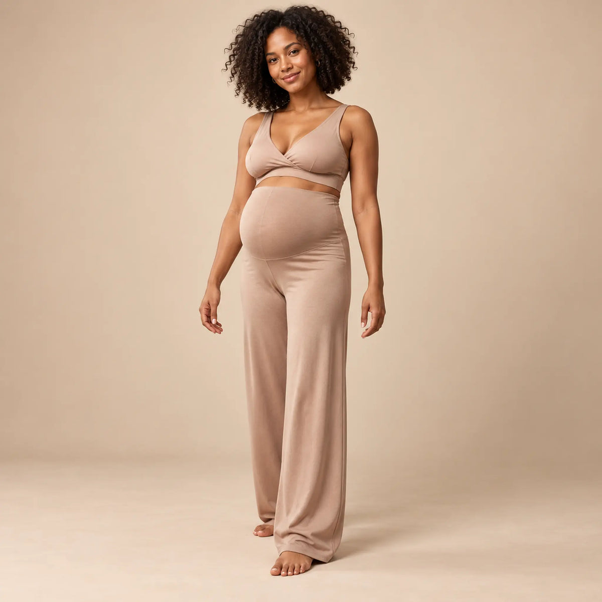 OONO lounge pants-Sand — maternity lookbook, look 03