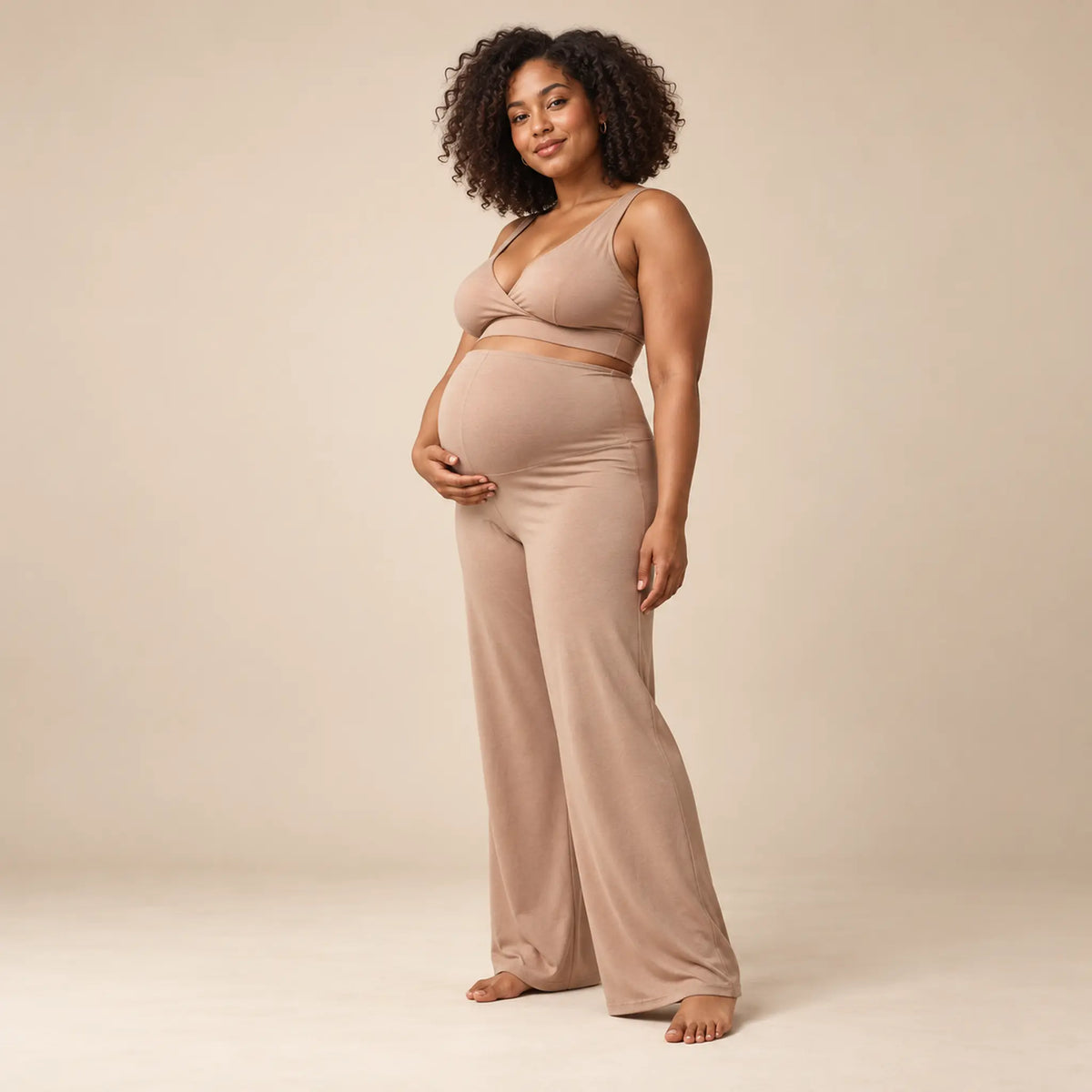 OONO lounge pants-Sand — maternity lookbook, look 04