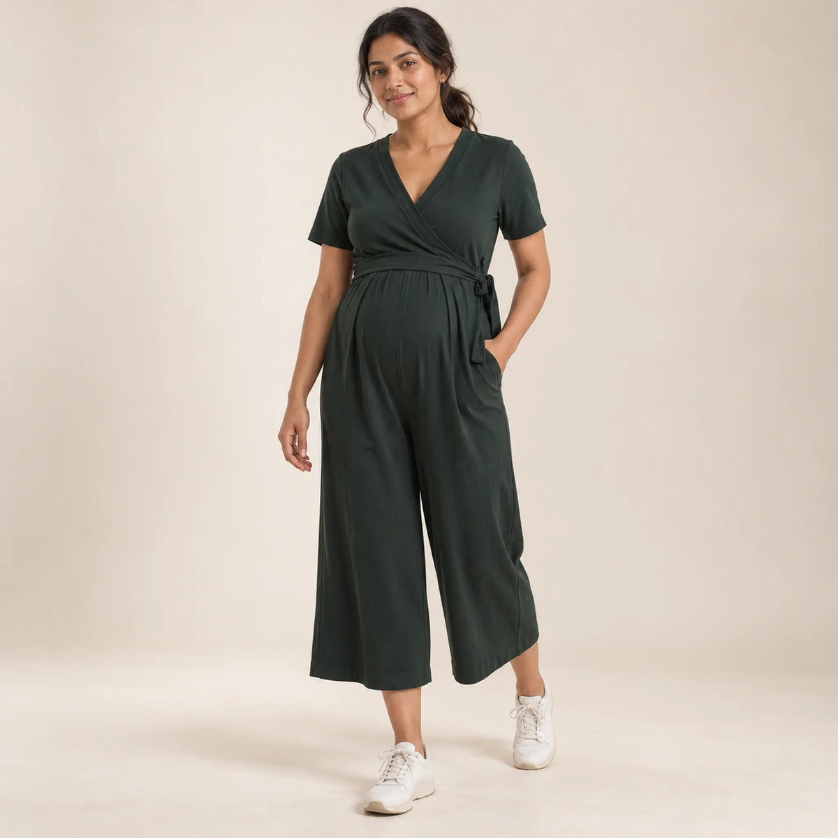 Amelia jumpsuit Green — maternity lookbook, look 03