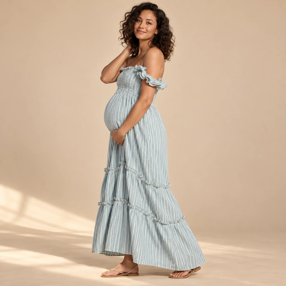Savannah Shirred Maternity & Nursing Dress - Dusty Mint — maternity lookbook, look 02