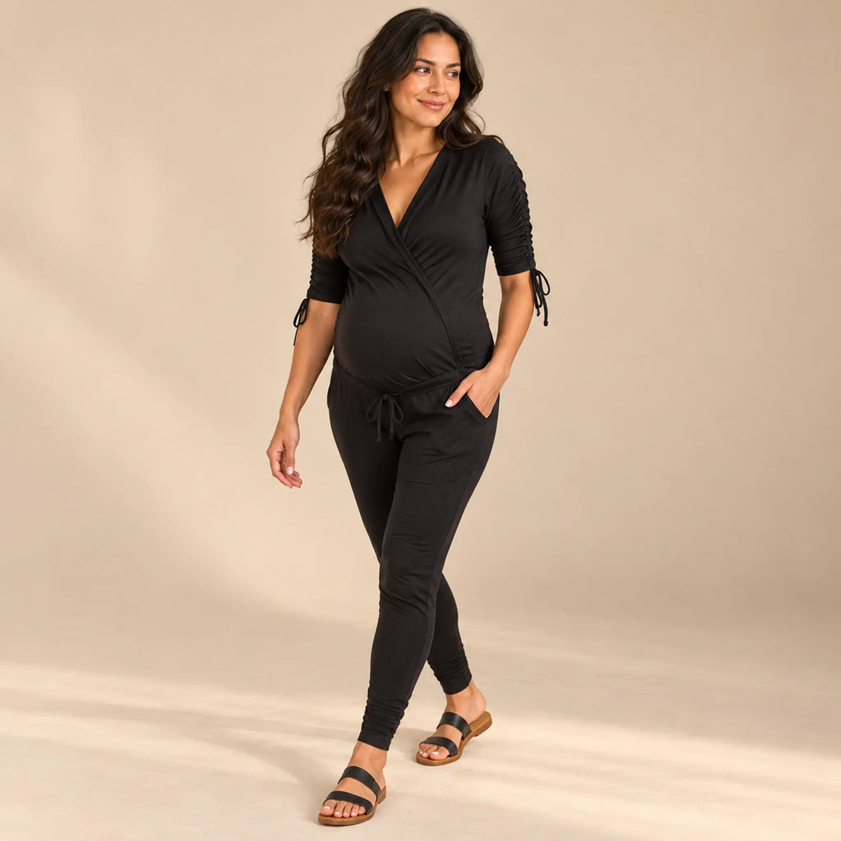 Alexa Wrap Front Maternity & Nursing Jumpsuit — maternity lookbook, look 03