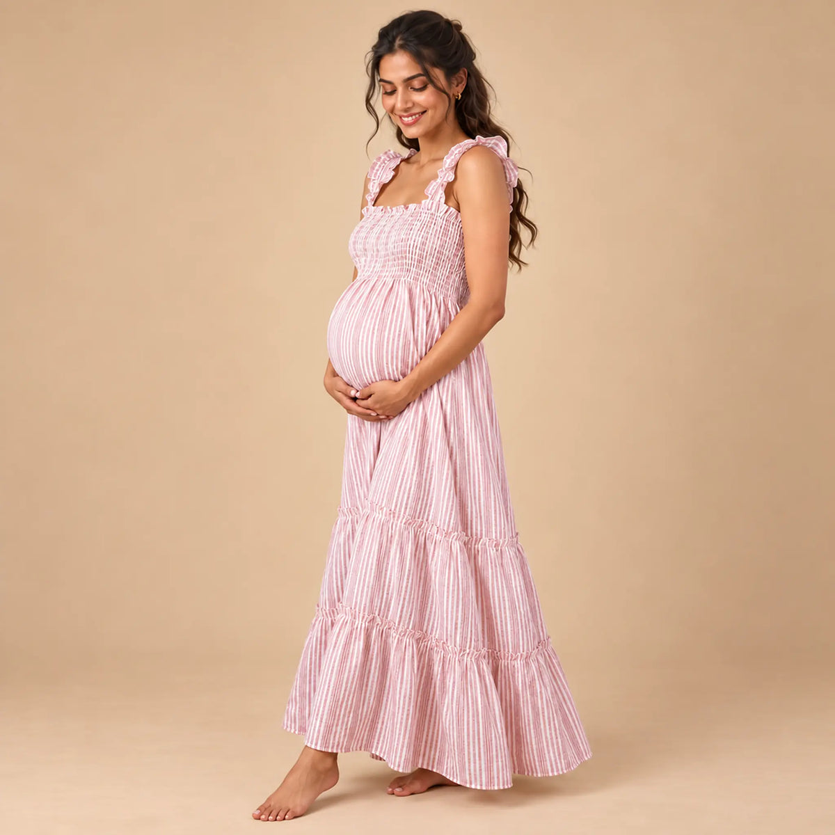 Savannah Shirred Maternity & Nursing Dress — maternity lookbook, look 02