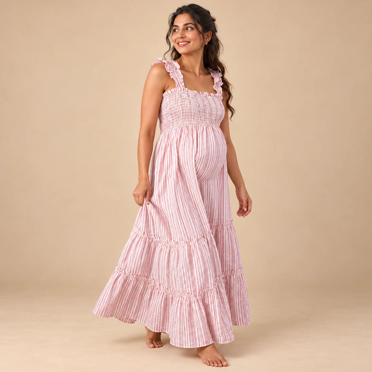 Savannah Shirred Maternity & Nursing Dress — maternity lookbook, look 03