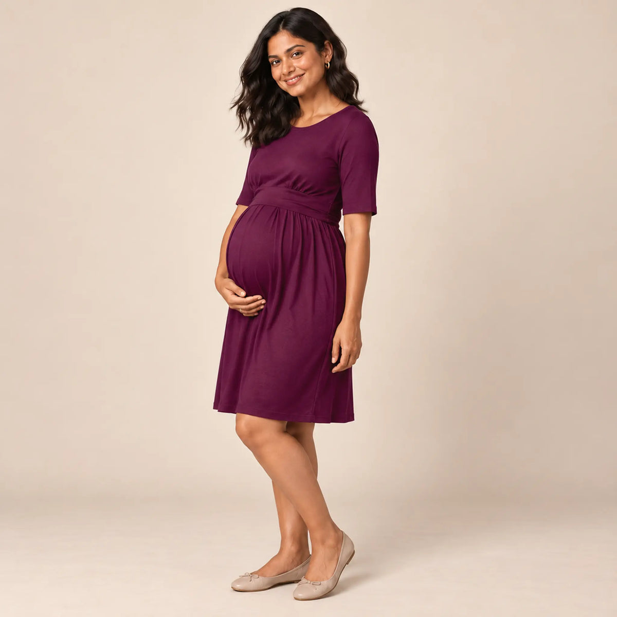 Peachey SS : Nursing Pleat Detail Dress — maternity lookbook, look 05