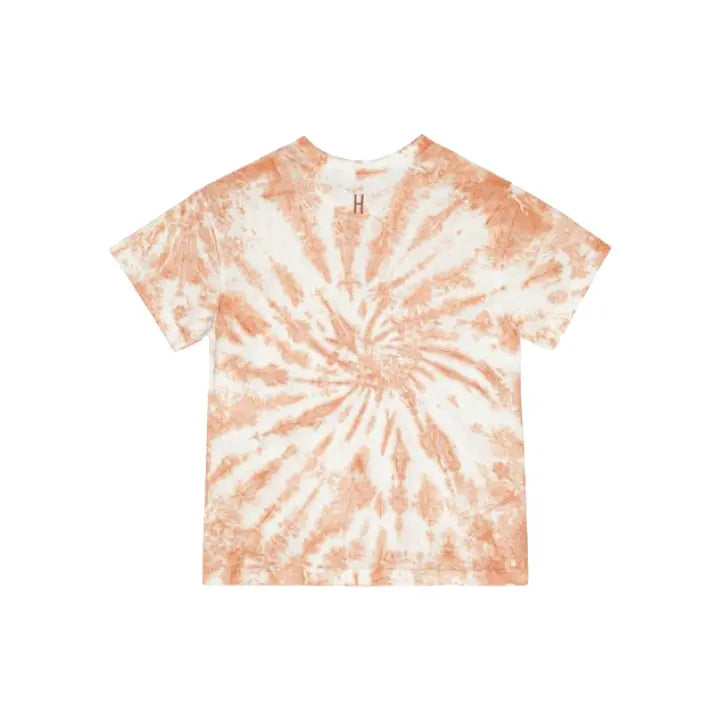 Round Neck Shirt & Short - Orange White LITTLE HEDONIST