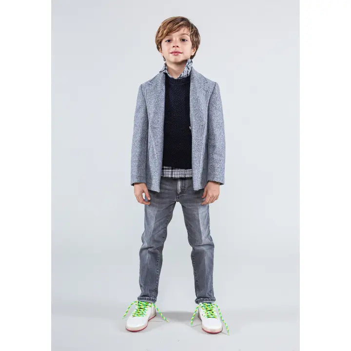 Boy Double Breasted Peacoat - Grey NUPKEET