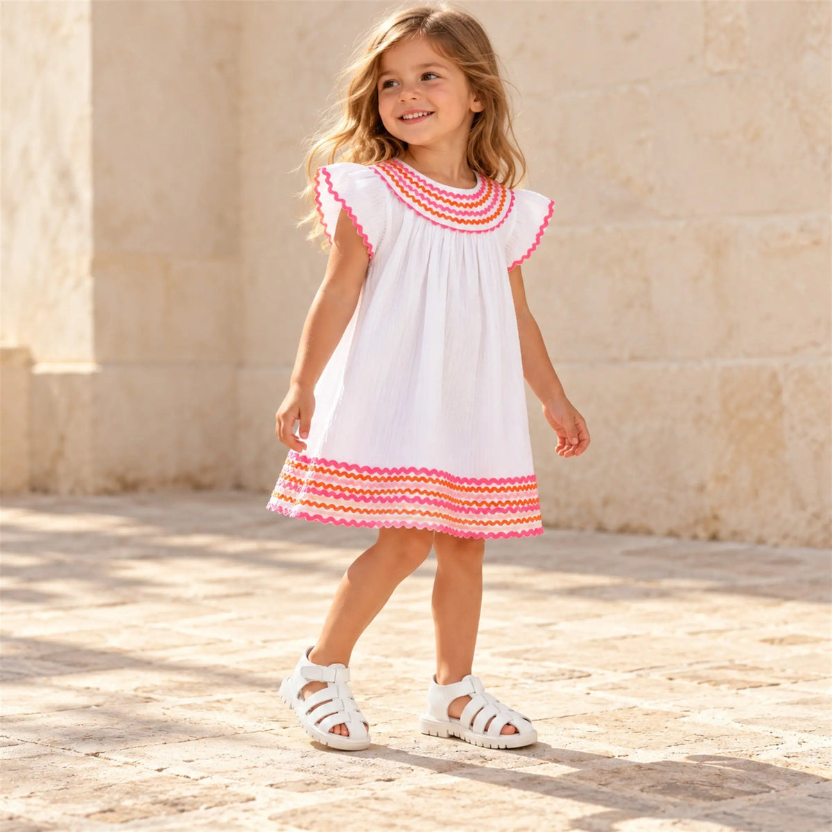 Babywalker White Greek Sandal worn lookbook, shoe size 30