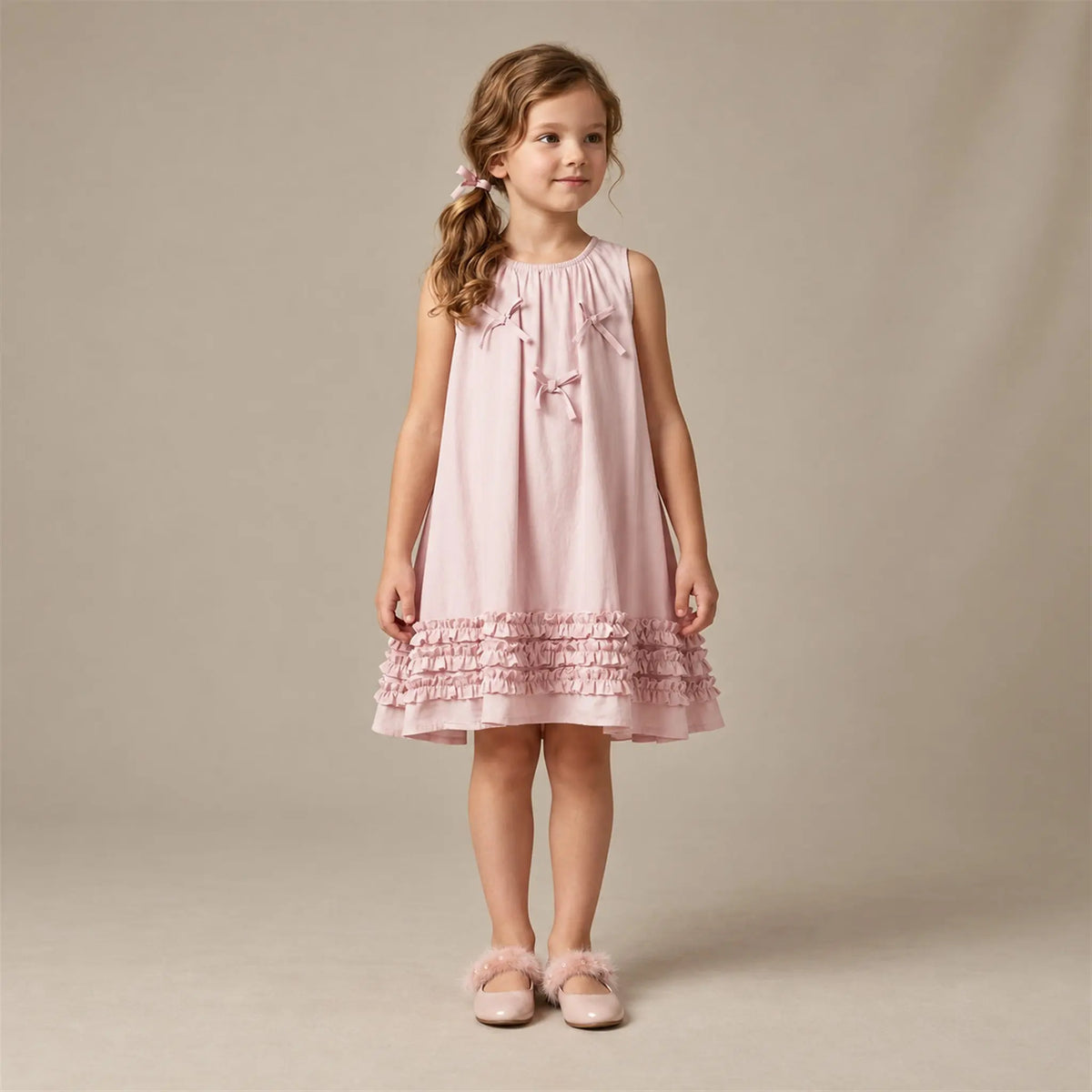 Dusty Pink Fur Ballerina worn lookbook, shoe size 28