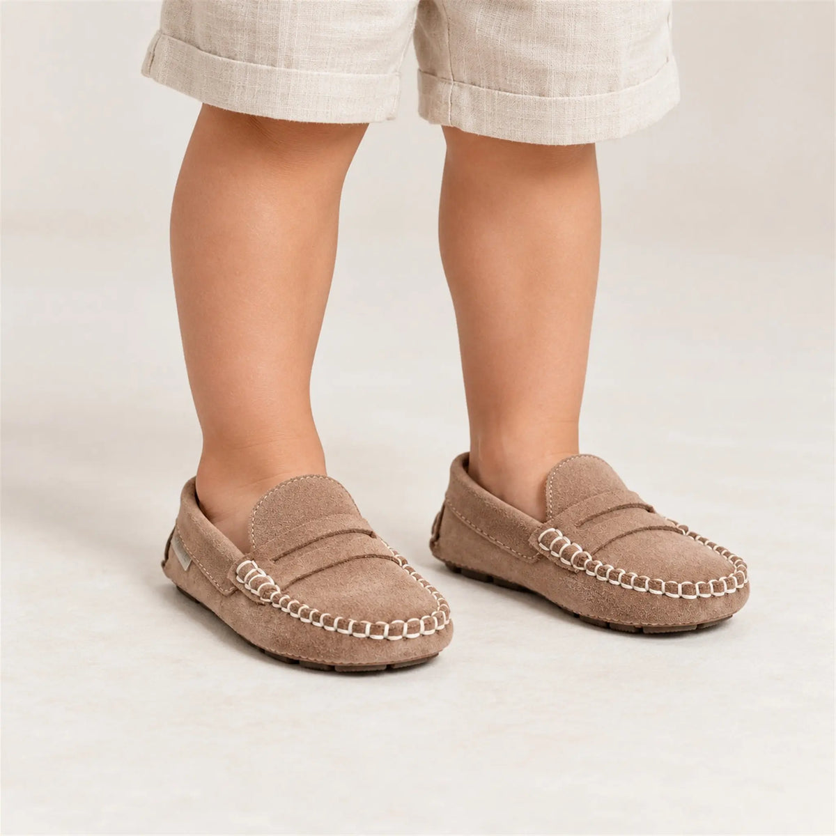 Flint Suede Loafers close-up lookbook of a child wearing