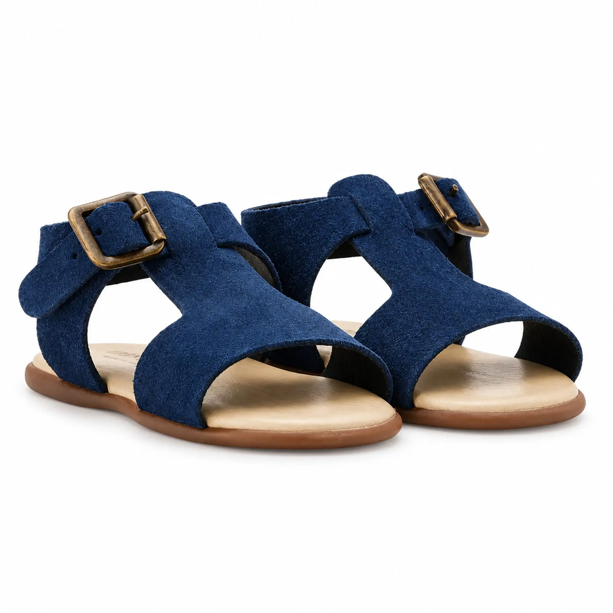 Blue Suede Leather Sandal product photo on pure white background