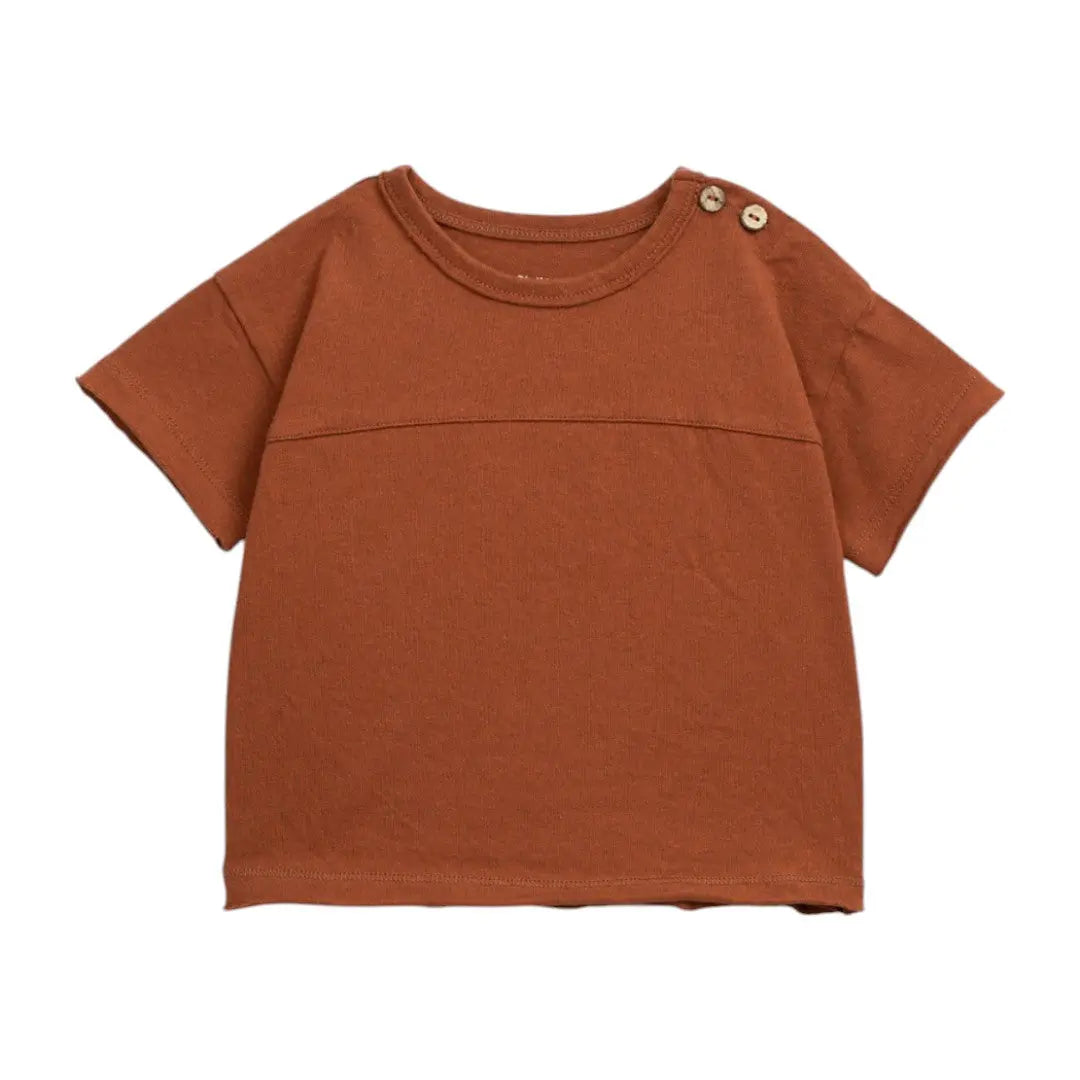 Brown Jersey T-shirt & Desert Chamaleon Swim Shorts PLAY UP