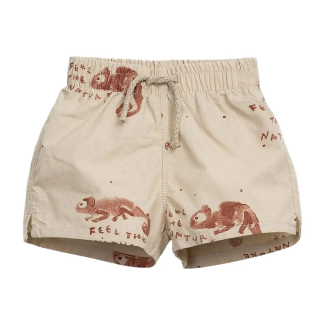 Brown Jersey T-shirt & Desert Chamaleon Swim Shorts PLAY UP