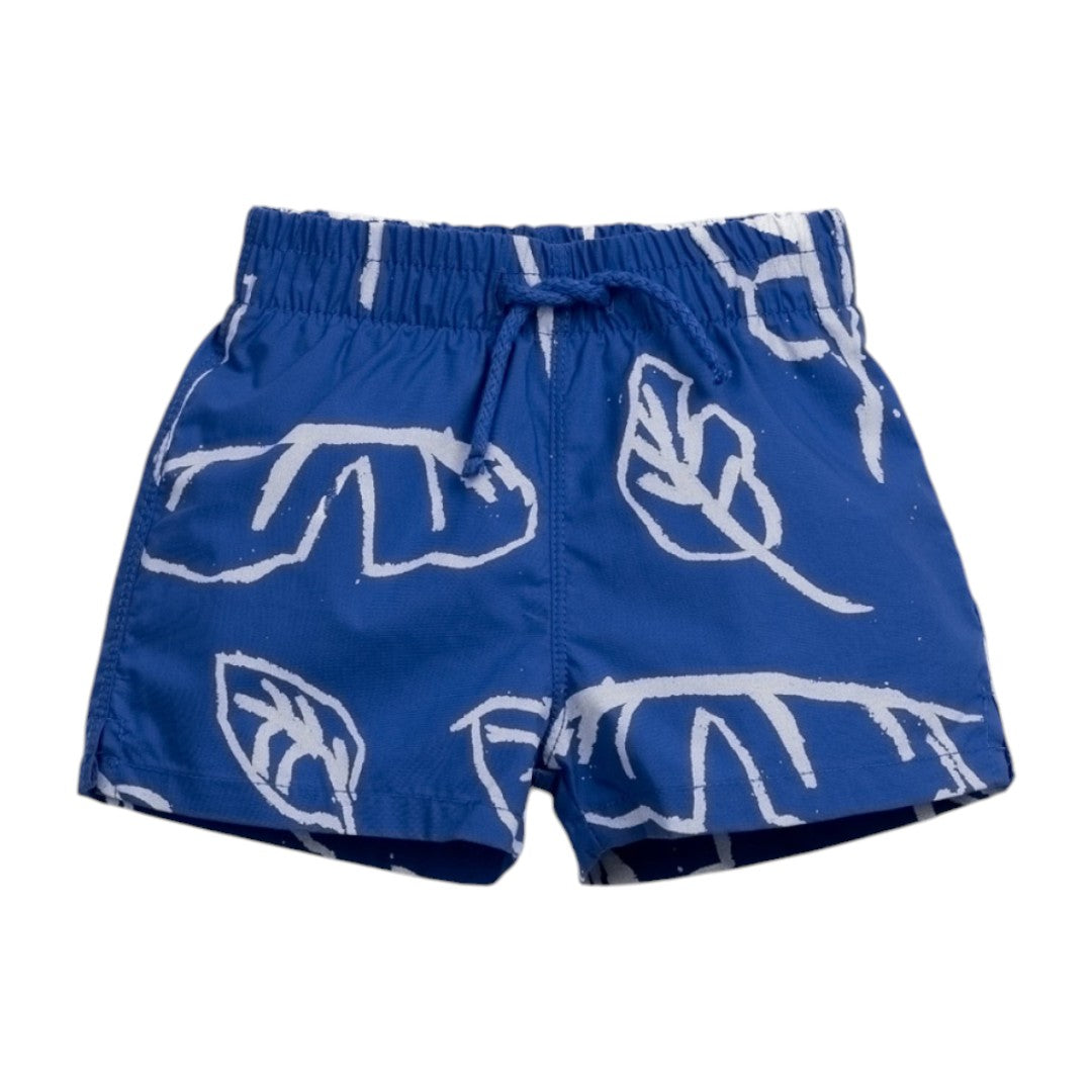 Plain White Jersey T-shirt & Ocean Leaves Swim Shorts
