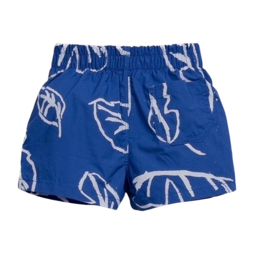Plain White Jersey T-shirt & Ocean Leaves Swim Shorts