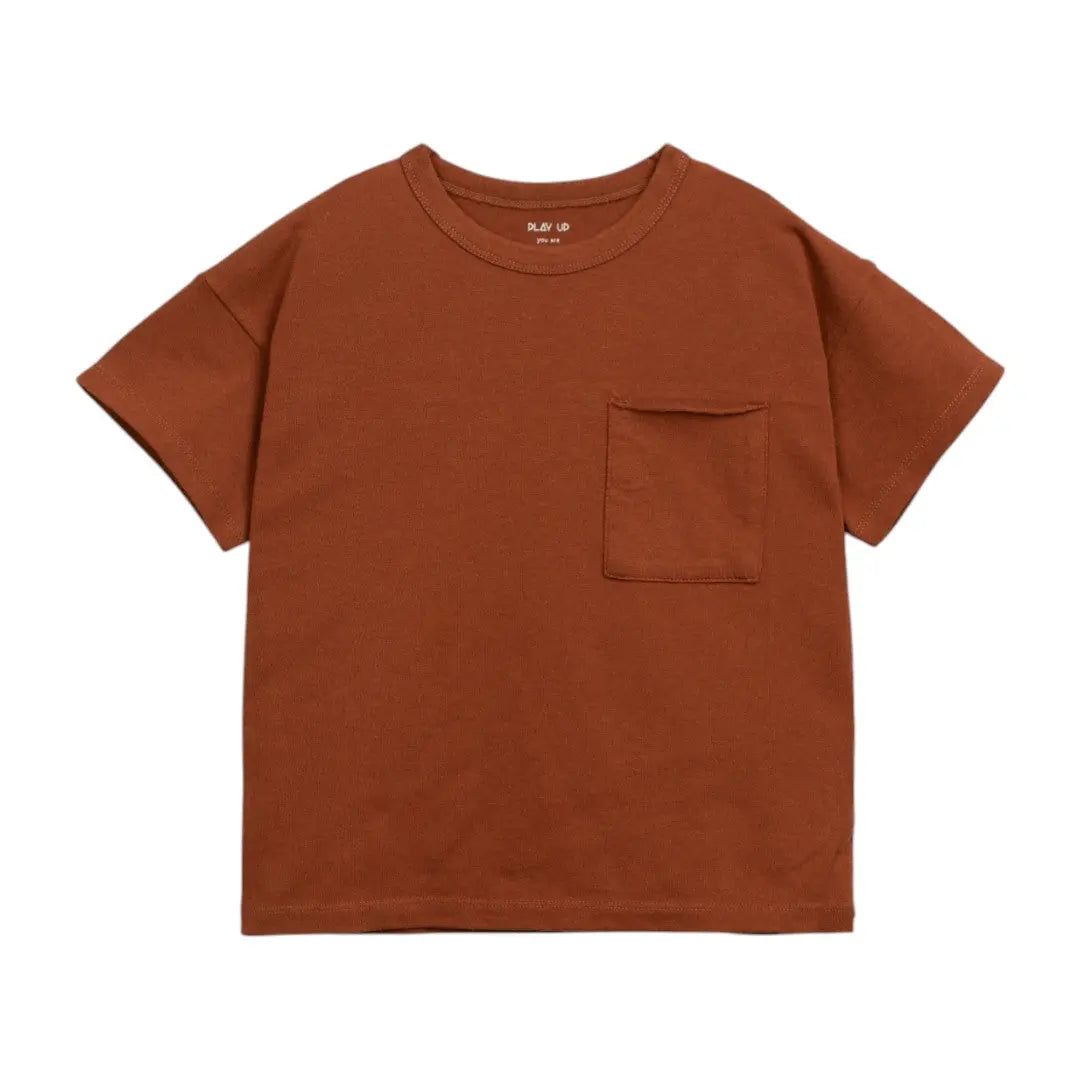 Brown Jersey T-shirt & Desert Chamaleon Swim Shorts PLAY UP