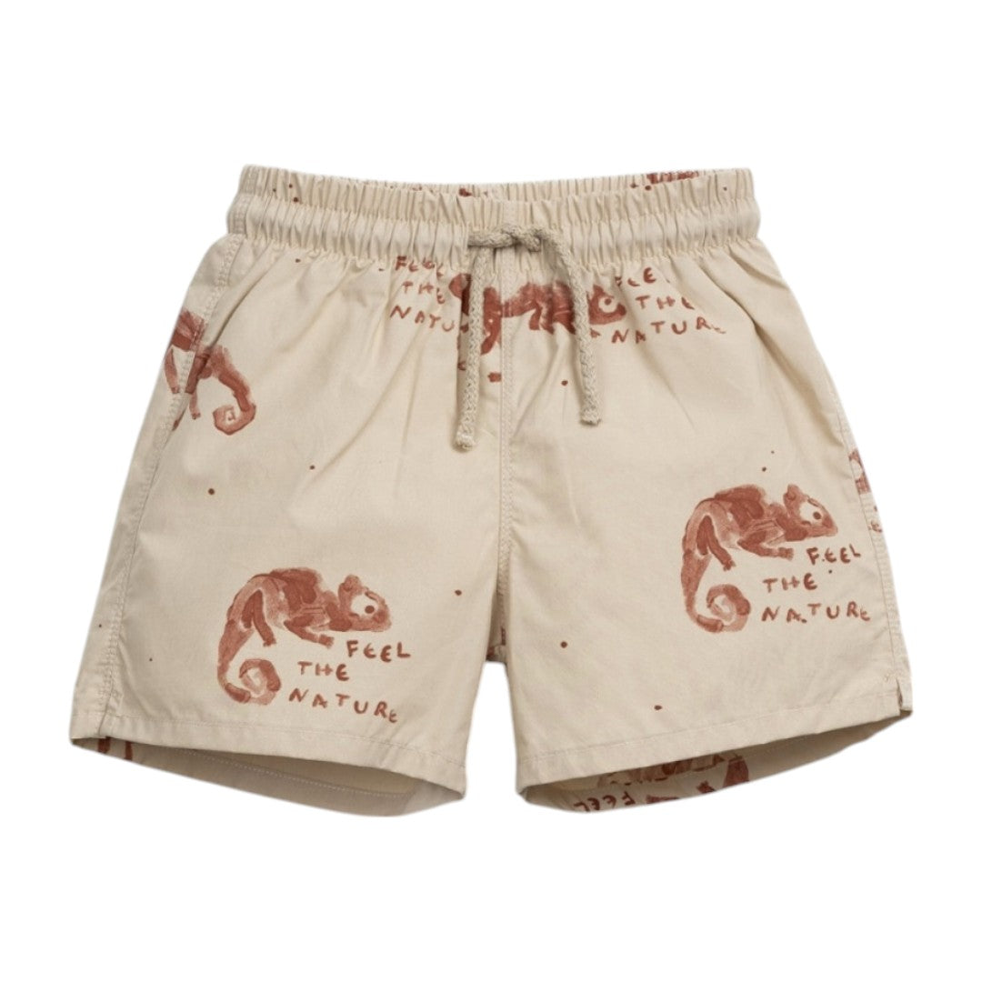 Brown Jersey T-shirt & Desert Chamaleon Swim Shorts