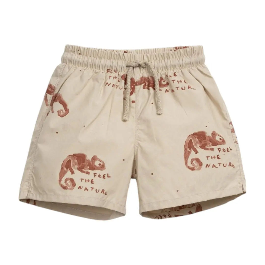 Brown Jersey T-shirt & Desert Chamaleon Swim Shorts PLAY UP