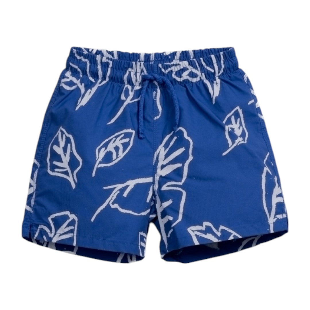 Plain White Jersey T-shirt & Ocean Leaves Swim Shorts