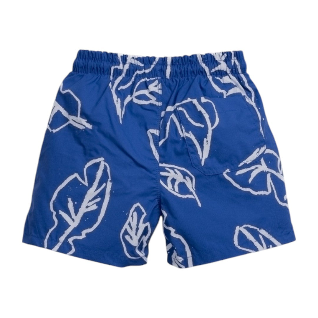 Plain White Jersey T-shirt & Ocean Leaves Swim Shorts