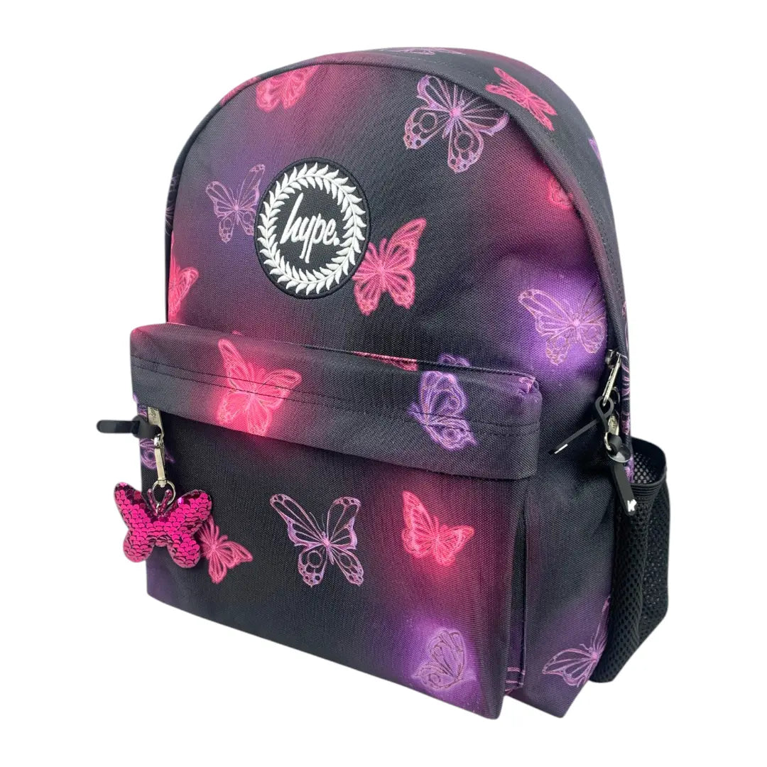 Pink & Purple Glow Butterfly Iconic Backpack HYPE