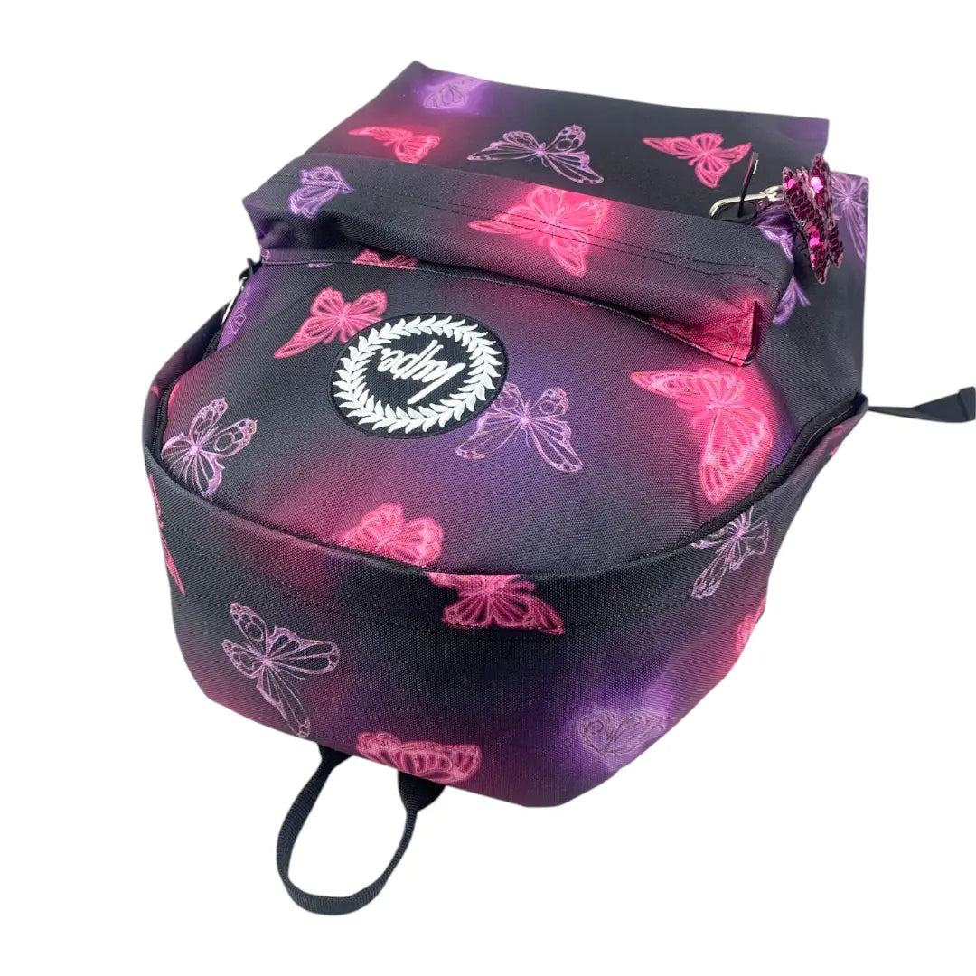 Pink & Purple Glow Butterfly Iconic Backpack HYPE