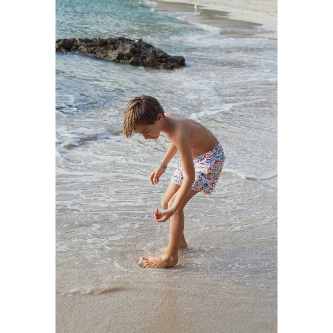 Gigi Swim Shorts - White & Blue