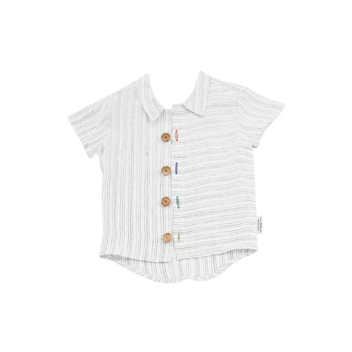 Sustainable Linen Black & White Close- Me Shirt MIMOOKIDS BARCELONA