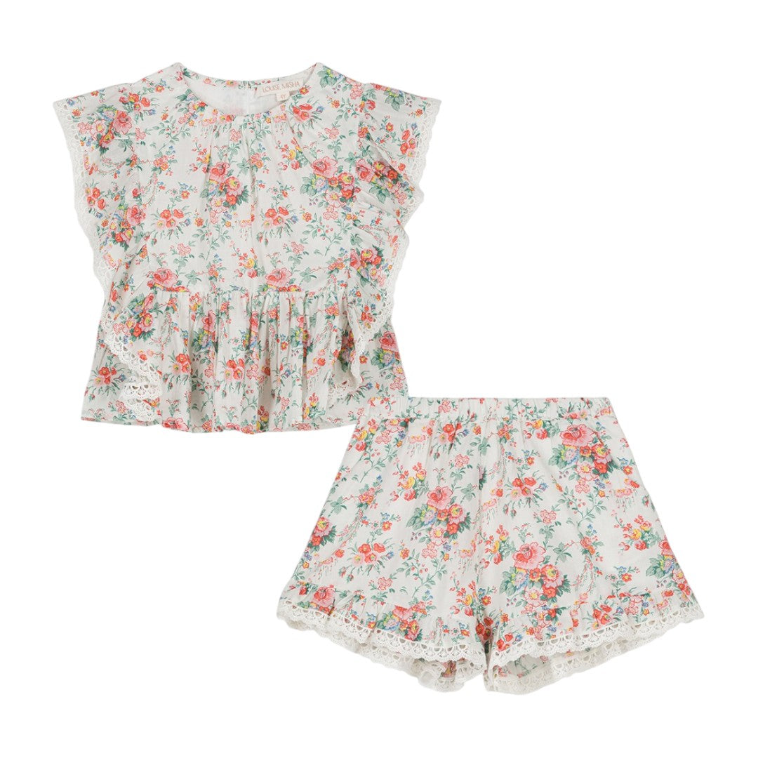 Floral Cream Roses Blouses & Shorts