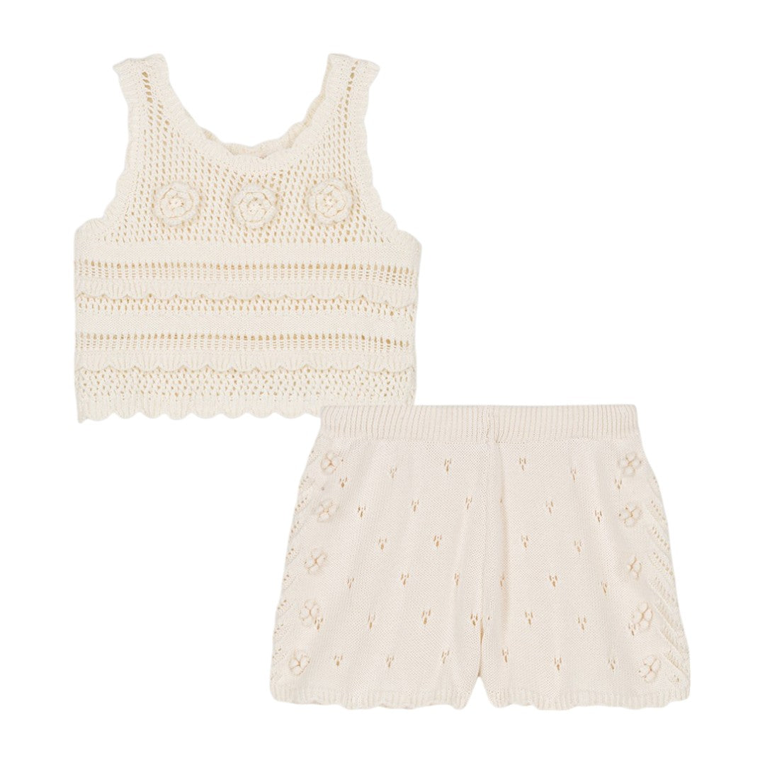 Raya Knit Tank Top & Cotton Knit Shorts - Cream