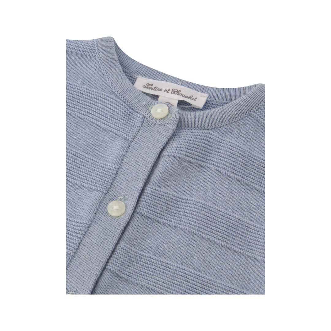 100% Cotton Knit Blue Grey Baby Romper
