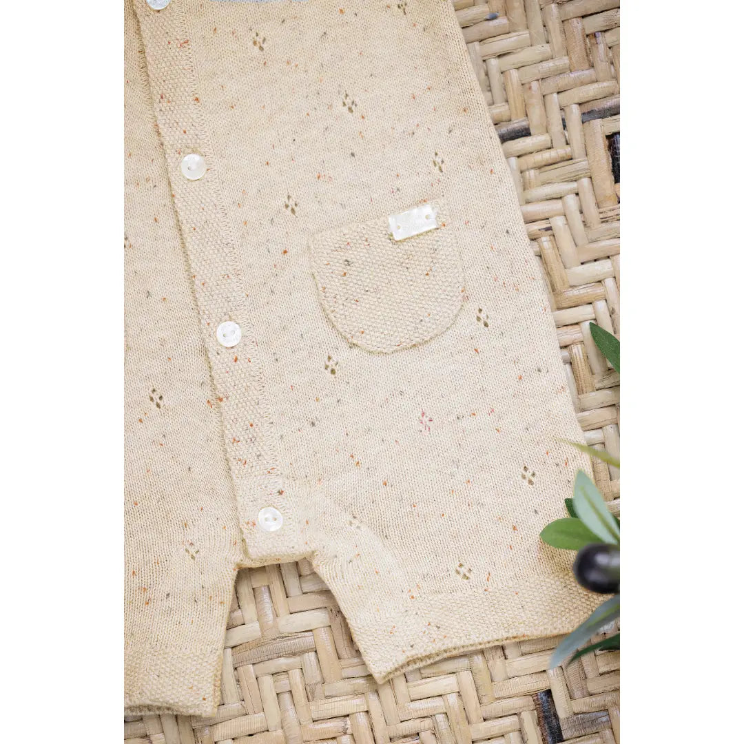 Beige 100% Cotton Knit Baby Jumpsuit TARTINE ET CHOCOLAT