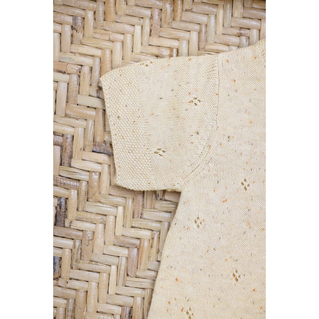 Beige 100% Cotton Knit Baby Jumpsuit