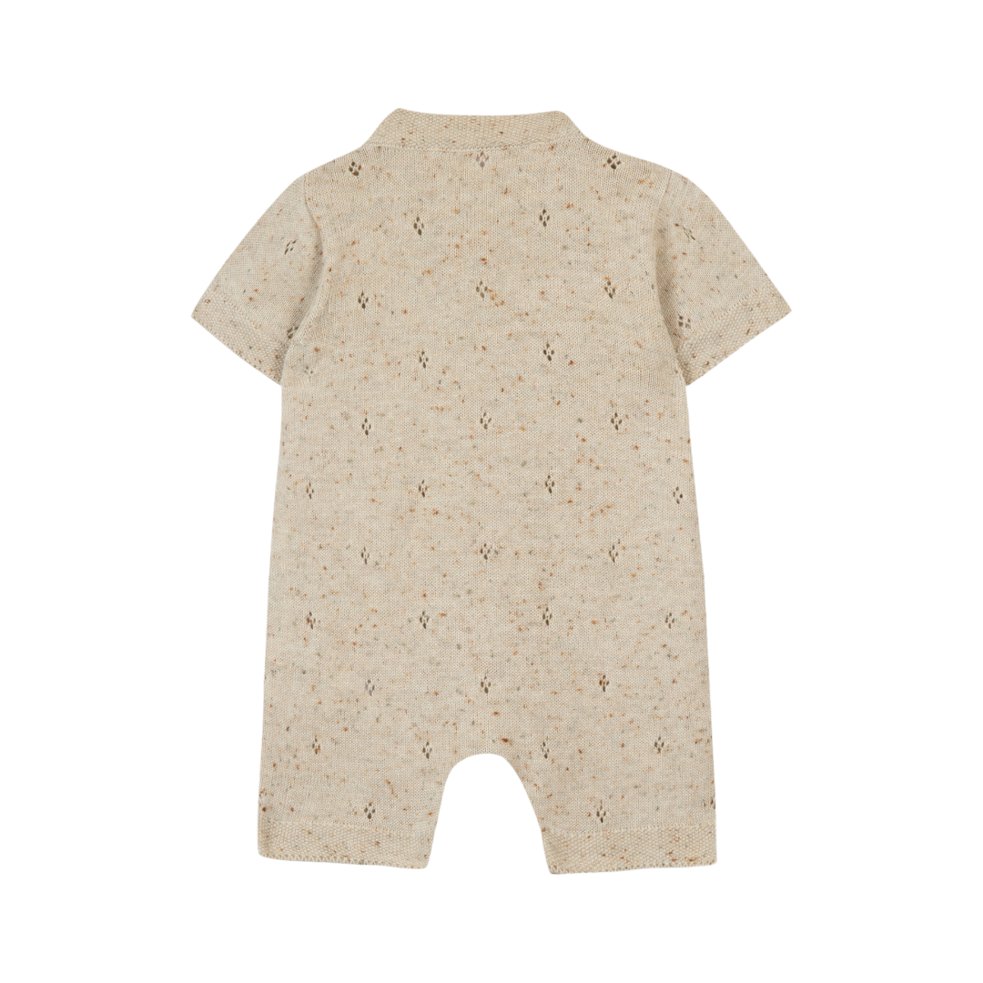 Beige 100% Cotton Knit Baby Jumpsuit