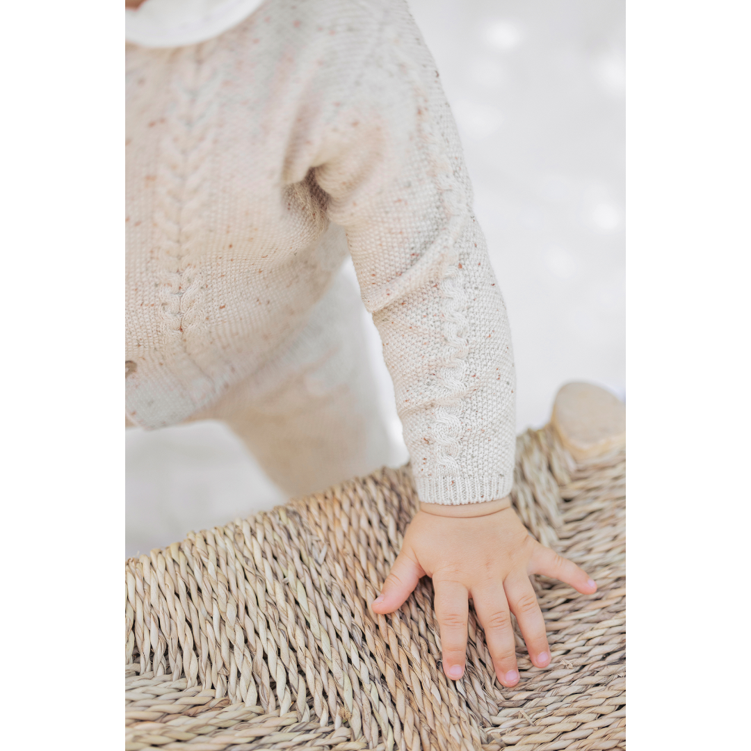 100% Cotton Knit Beige Baby Set