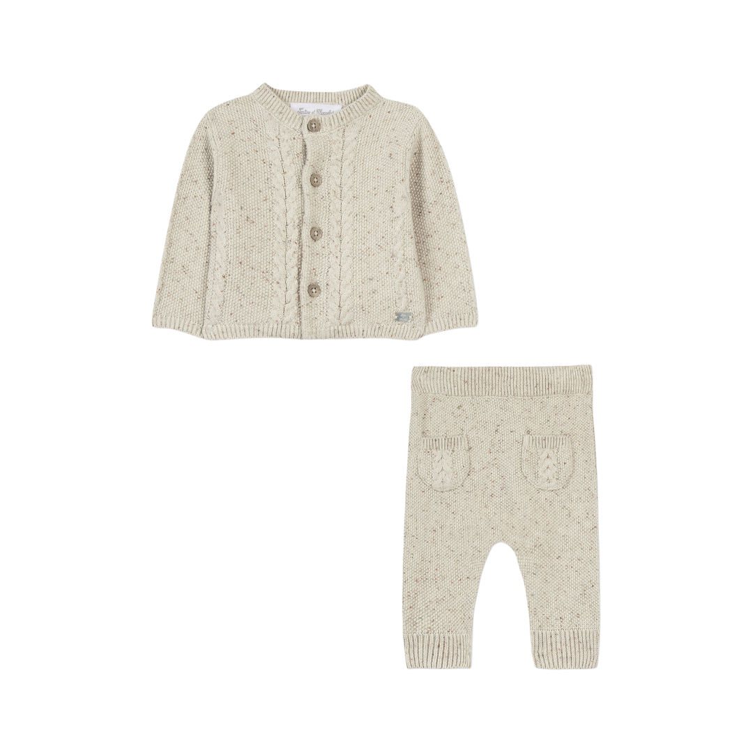 100% Cotton Knit Beige Baby Set