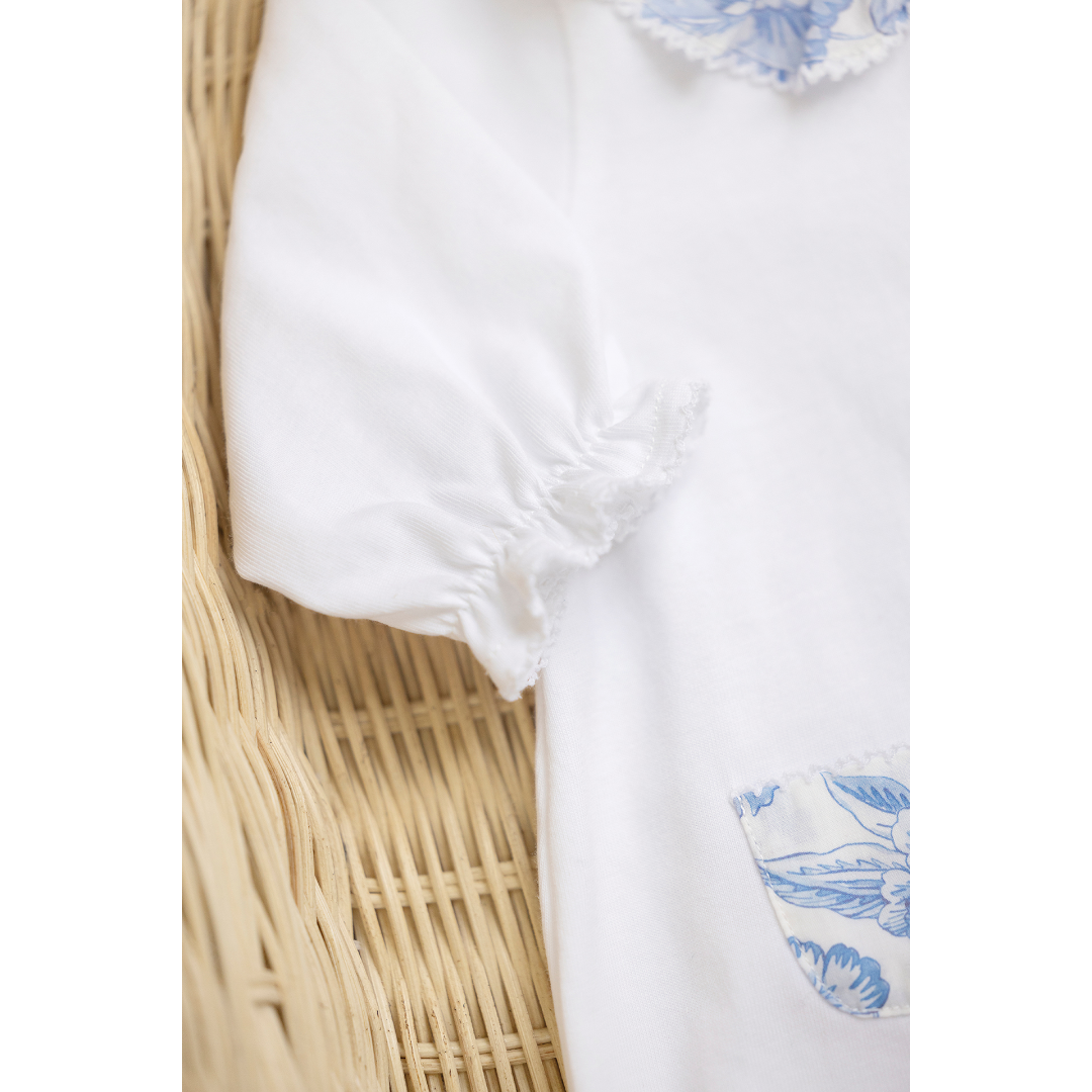 White Liberty Print Baby Girl Onesie