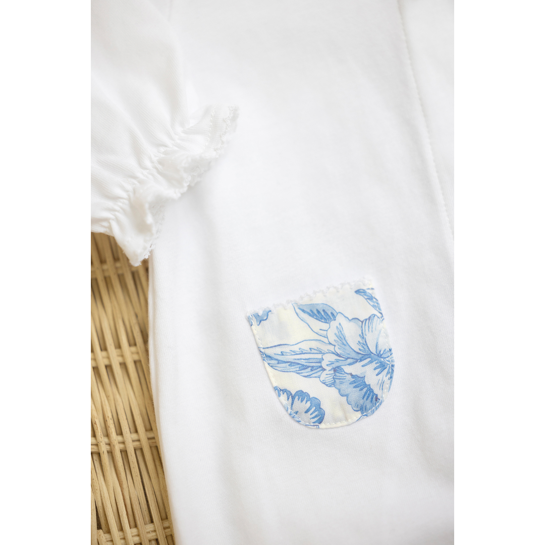 White Liberty Print Baby Girl Onesie