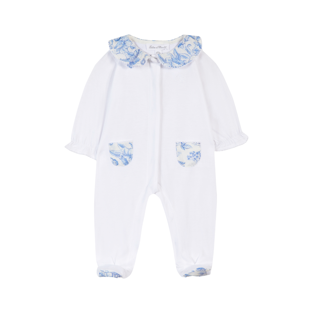 White Liberty Print Baby Girl Onesie