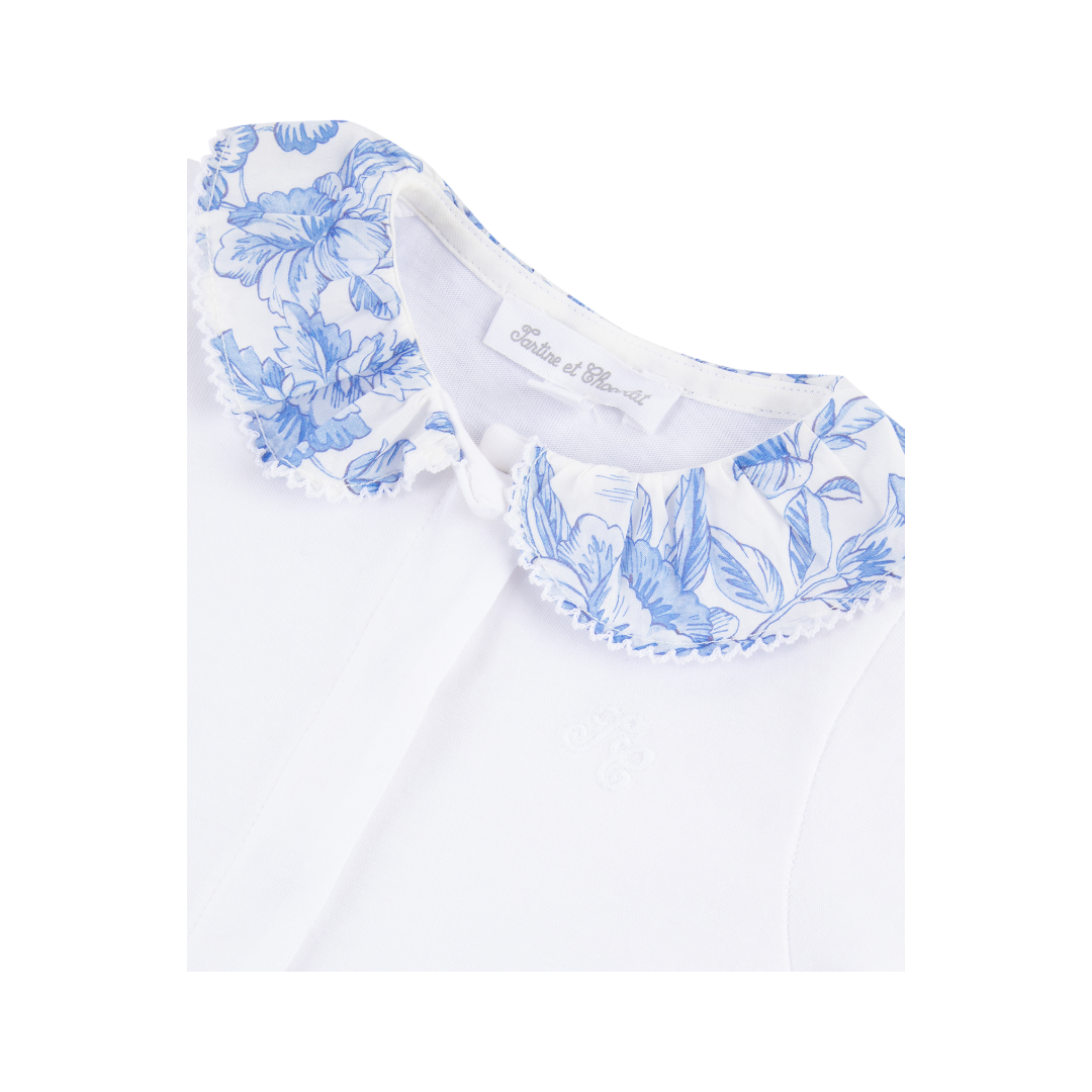 White Liberty Print Baby Girl Onesie