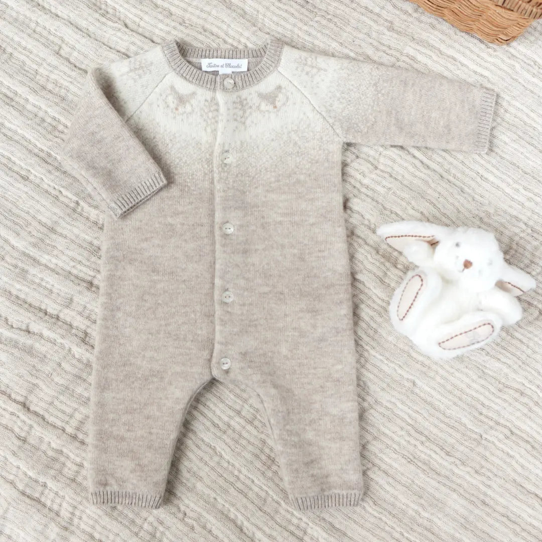 Wool Cashmere Onesie - Sand TARTINE ET CHOCOLAT